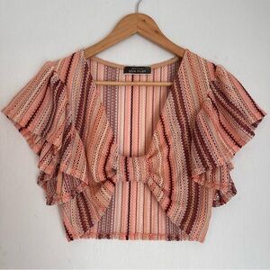 Blue Blush Multicolor Striped Crop Top